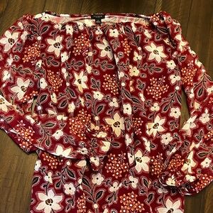 Ann Taylor Red Floral Blouse